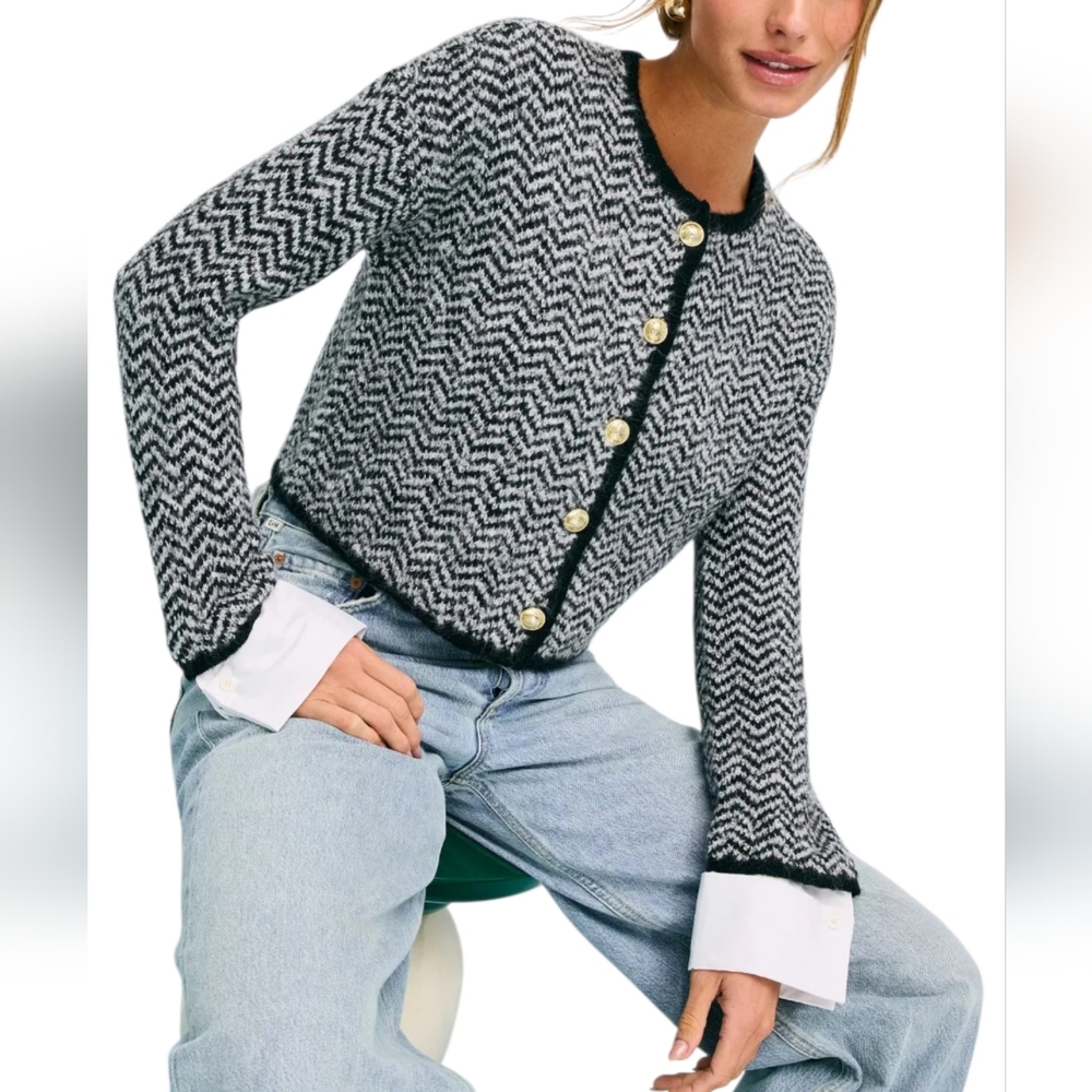 Derek Lam 10 Crosby Sabine Herringbone Cardigan